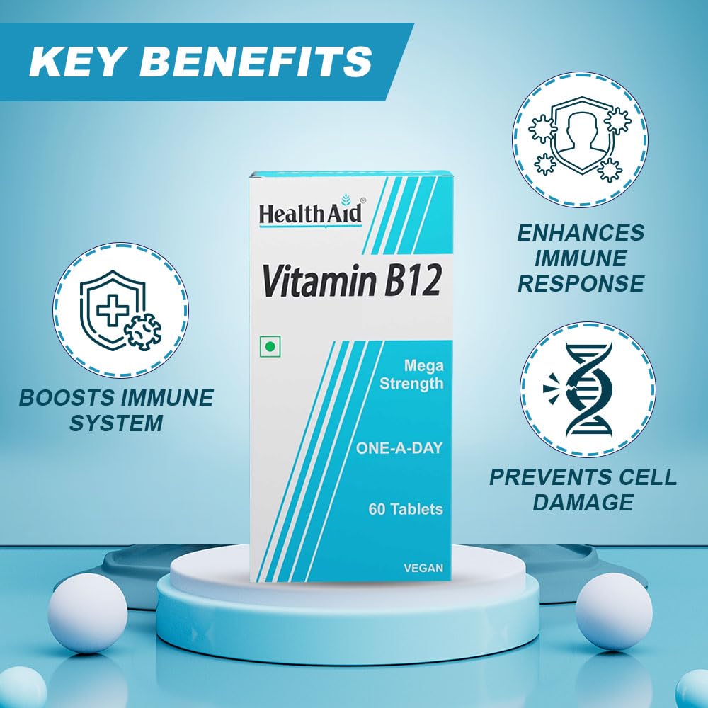 HealthAid Vitamin B12 Supplements – B12 Tablets for Men & Women | Suppo- image 5