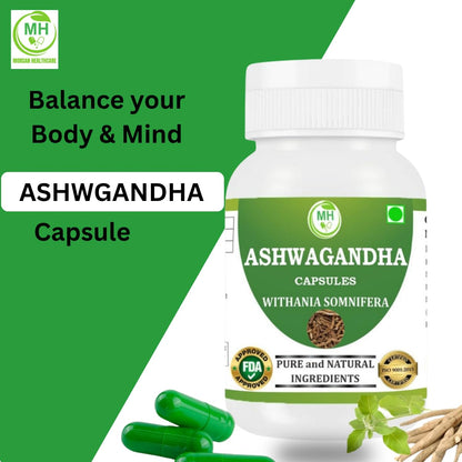 Morsan's Ashwagandha (Withania sominfera) Capsules, Pack of 4 x 60 x 500 mg. Veg. Capsules (4)