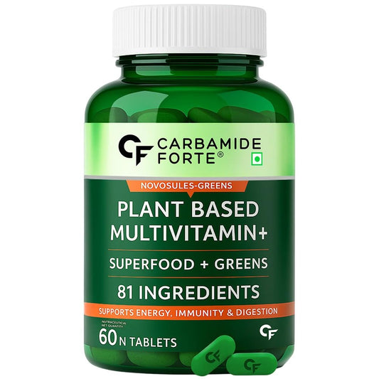 Carbamide Forte Plant Based Multivitamin Tablets for Men & Women for Immunity, Energy & Detox with 82 Ingredients like Superfoods, Greens, Vegetables, Fruits & Herbs Supplement â€“ 60 Veg Tablets