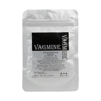 VAGMINE Hair Building Fibers (Full Hair Instantly) – Refill Pack – Black -28g