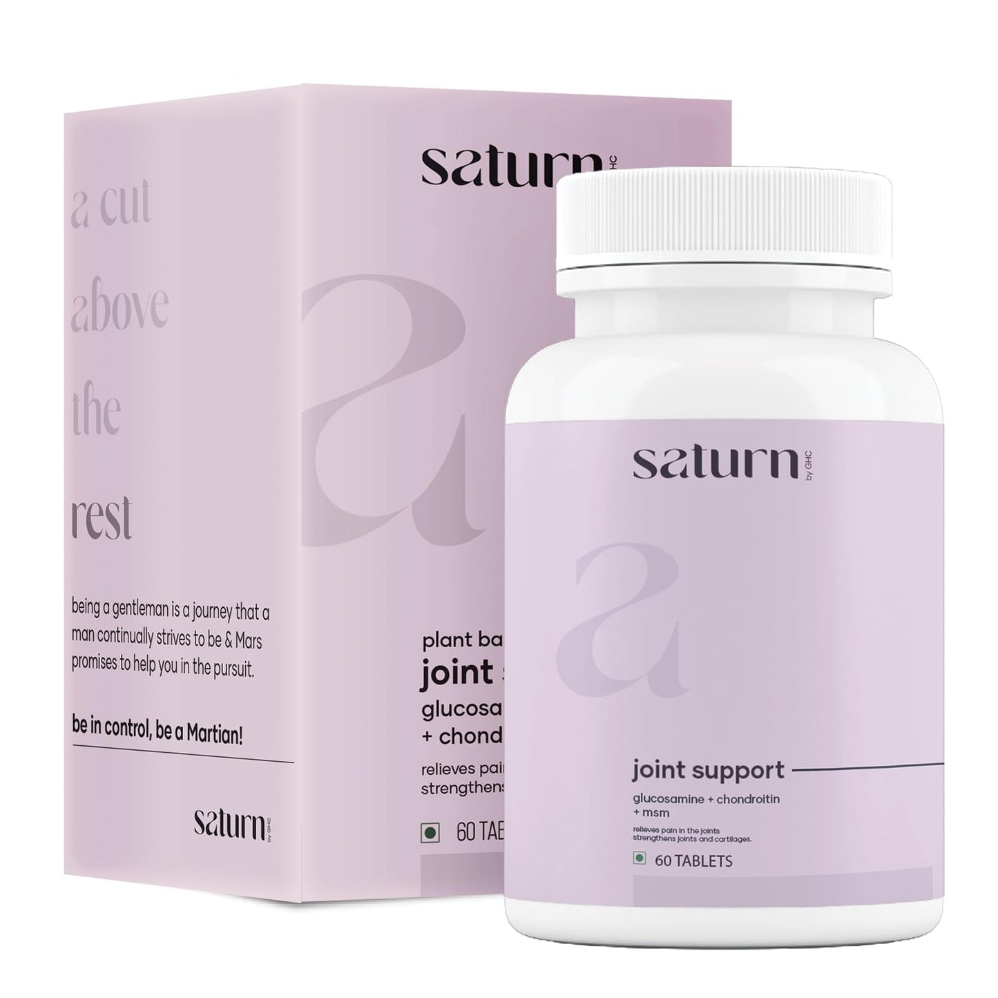 Saturn by GHC Plant Based Joint Support Tablet - 60 Tablet (Pack of 1) | With Glucosamine, Chondriotin, MSM Supplements & Herbal Extract for Strengthening Joints