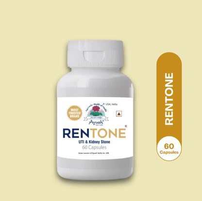 Ayush Herbs Rentone UTI & Kidney-Stone 60 Capsules | Ayurvedic Herbal Supplement | Medicine for Kidney Detox, Natural Support for Kidney-Stone