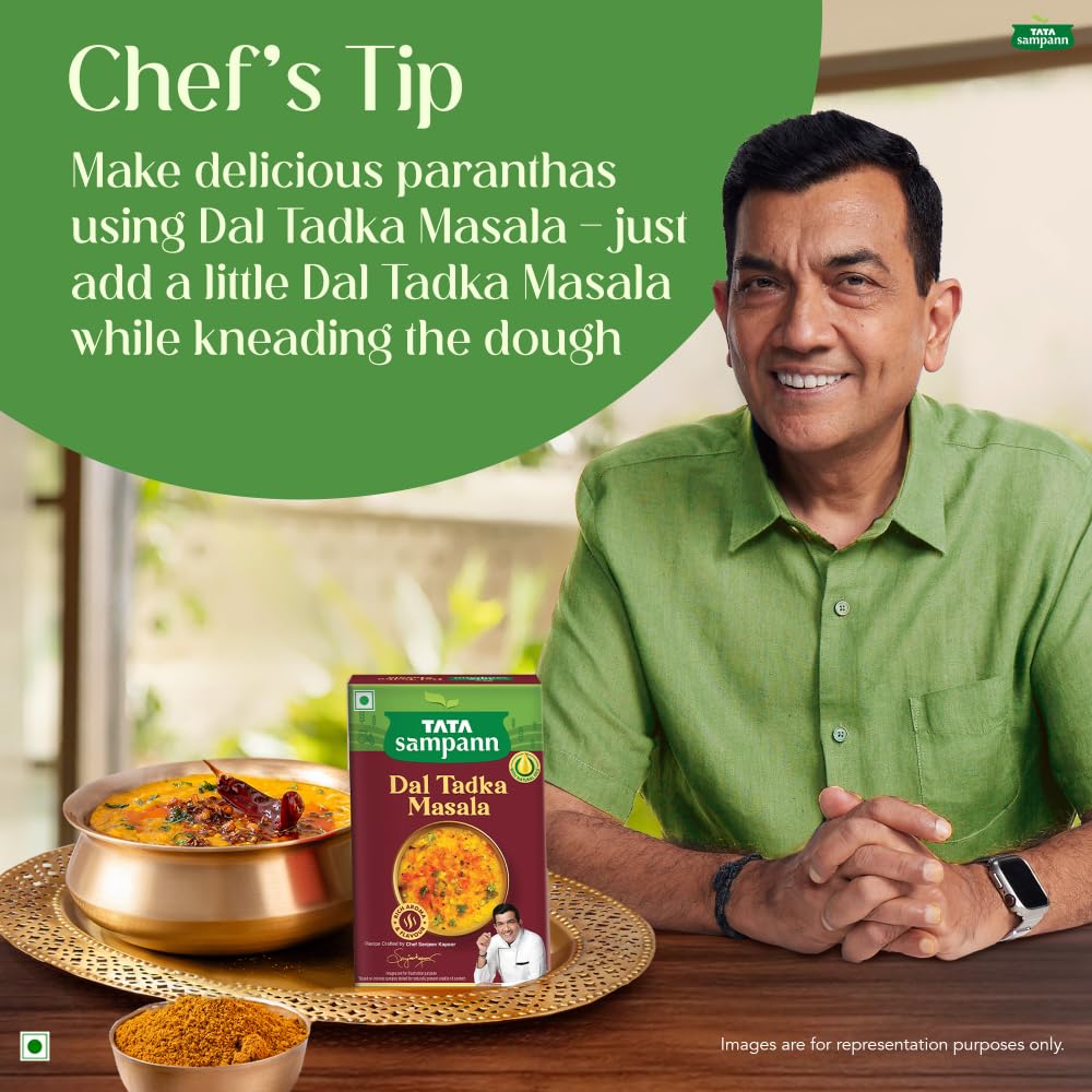 Tata Sampann Dal Tadka Masala with Natural Oils, 100g, Dal Tadka Masala Powder, Crafted by Chef Sanjeev Kapoor, With Chef’s Exclusive Tip, Rich Aroma & Flavour