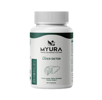 MYURA Liver Detox Formula | Ayurvedic Liver Cleanse & Detox Support | With Kalmegh, Kutki & Punarnava | 60 Veg Capsules | Supports Liver Purification & Metabolism
