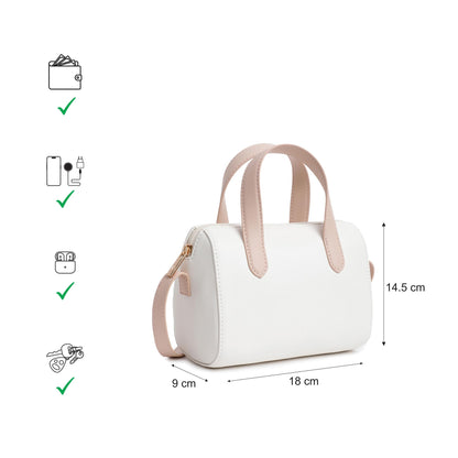 Fastrack Spacious Sling Bag for Girls | Stylish Crossbody Bag for Girls, Ladies, Women | Minimalistic Bag Made of Faux Leather (Powder Pink)