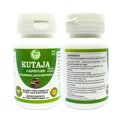 Morsan Healthcare KUTAJA Capsules – 60 Veg Capsules | Holarrhena Antidysenterica Extract | Natural Herbal Supplement | Ayurvedic Wellness Support (pack of 2)