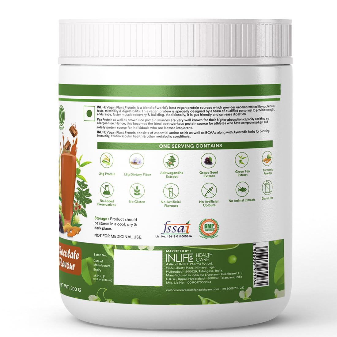 INLIFE Plant Protein Powder - Pea, Quinoa & Brown Rice - 25g Protein -- image 6