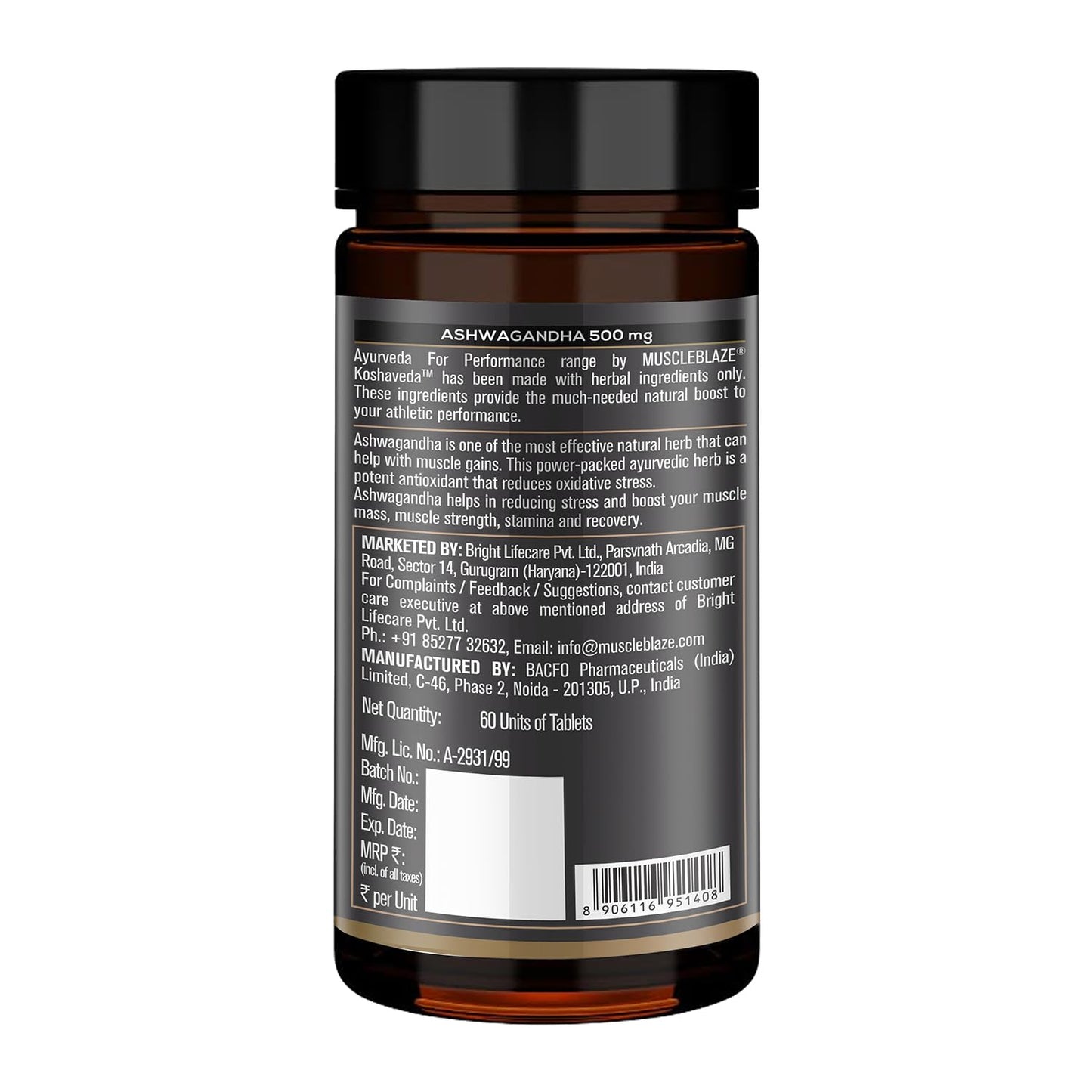 MuscleBlaze Koshaveda Ashwagandha 500mg (60 Tablets) | Ayurveda for Per- image 4