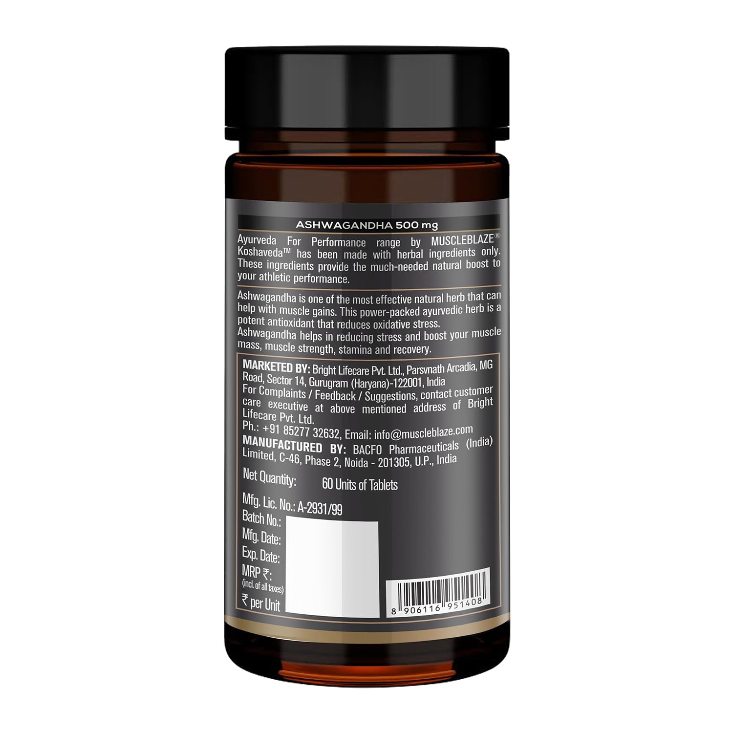 MuscleBlaze Koshaveda Ashwagandha 500mg (60 Tablets) | Ayurveda for Per- image 4