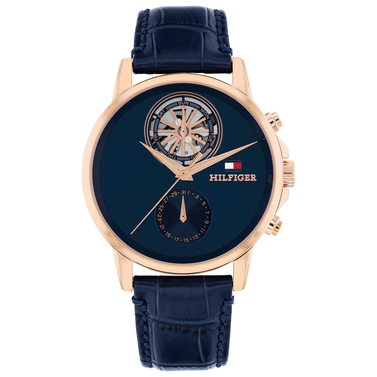Tommy Hilfiger Stewart with Quartz Multifunction Analog Navy Dial Navy Leather Strap Watch for Men - TH1710747W