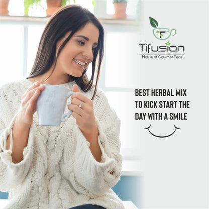 Tifusion Organic White Tea with Rose for Healthy Hair & Glowing Skin With Green World Healthiest Tea Antioxidant Herbal Cooler Tea (100 Gram, 50 Serving Cups)