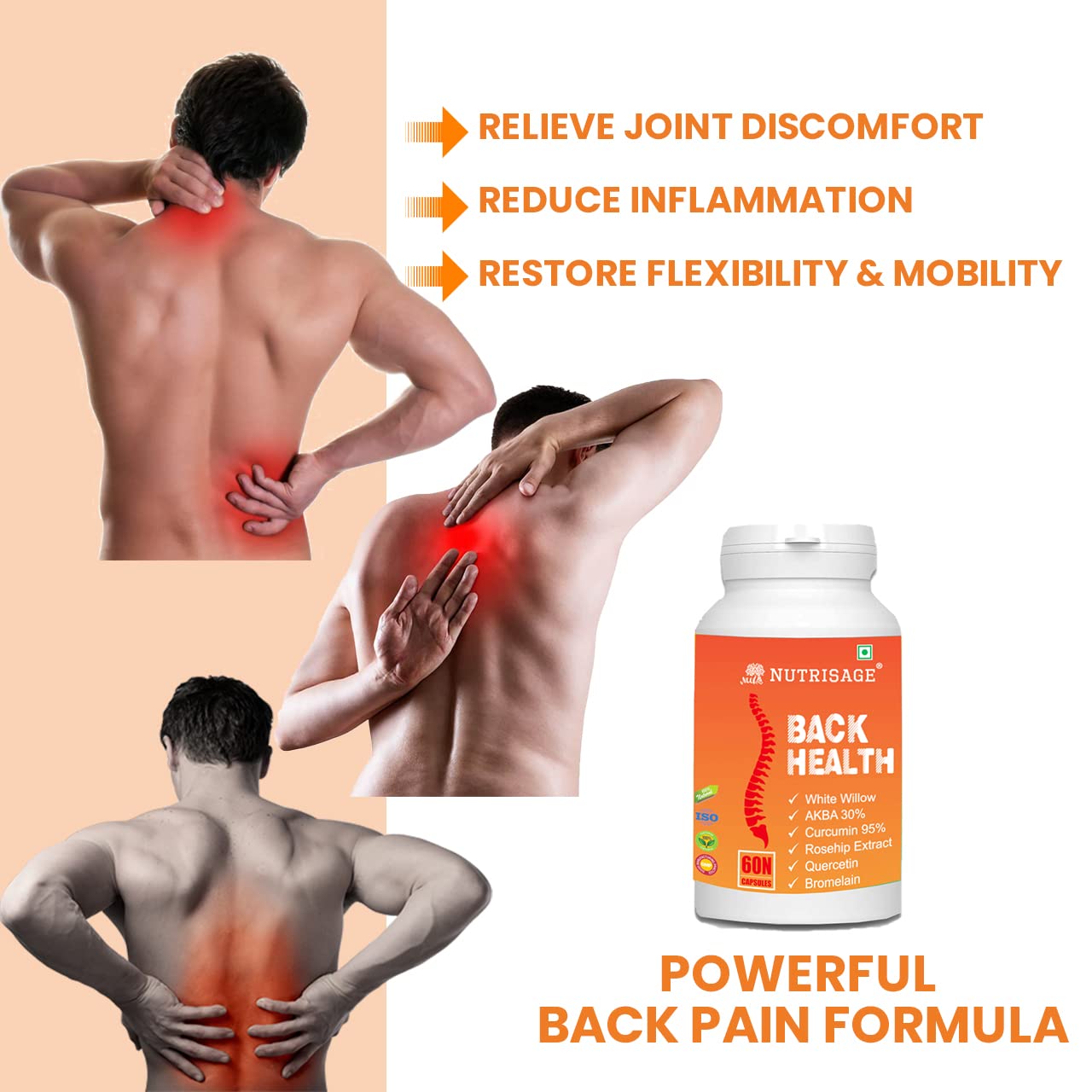 Nutrisage Back Health, Spine and Disc, Back Pain Relief with 9 Potent H- image 4