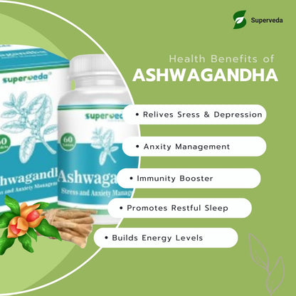 Superveda Ashwagandha 500mg For Men & Women | 60 Capsules (Pack of 1)- image 6