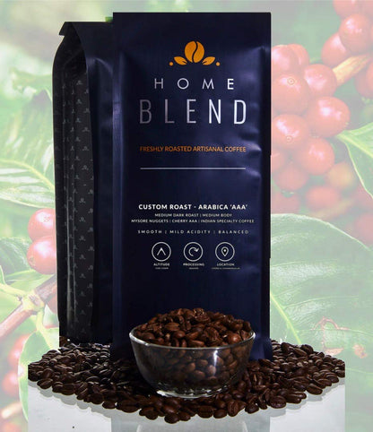 Home Blend Custom Dark Roast Premium Arabica 'AAA' Grade Whole Bean Coffee (Pack of 1 Kg), Bag