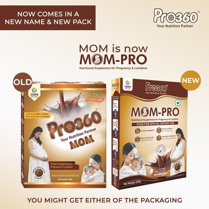 Pro360 MOM Protein Powder Nutritional Supplement for Pregnant & Lactating Women – Complete Maternal Nutrition during Pregnancy – Swiss Chocolate Flavor – (400+400) g Pack of 2