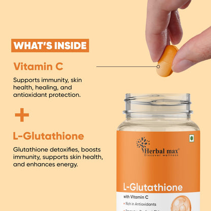 Herbal Max Collagen & L-Glutathione Supplement Skin Brightening, Anti-Aging, Hair & Nail Support 90 Tablets For Men & Women