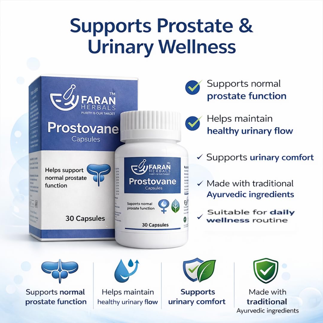 Faran Herbals Prostovane Capsules, Ayurvedic Prostate Support, with Gokshura, Punarnava & Pumpkin Seeds, 30 Capsules