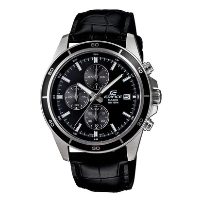 Casio Edifice EFR-526L-1AVUDF Analog Black Dial Men Watch Black Genuine Leather Strap (EX096)