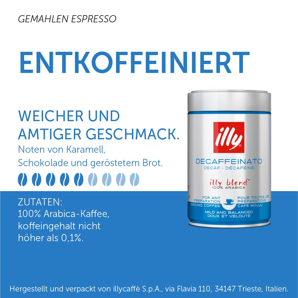Illy Espresso Ground Decaffeinated Coffee - Bag, 8.8 Ounces