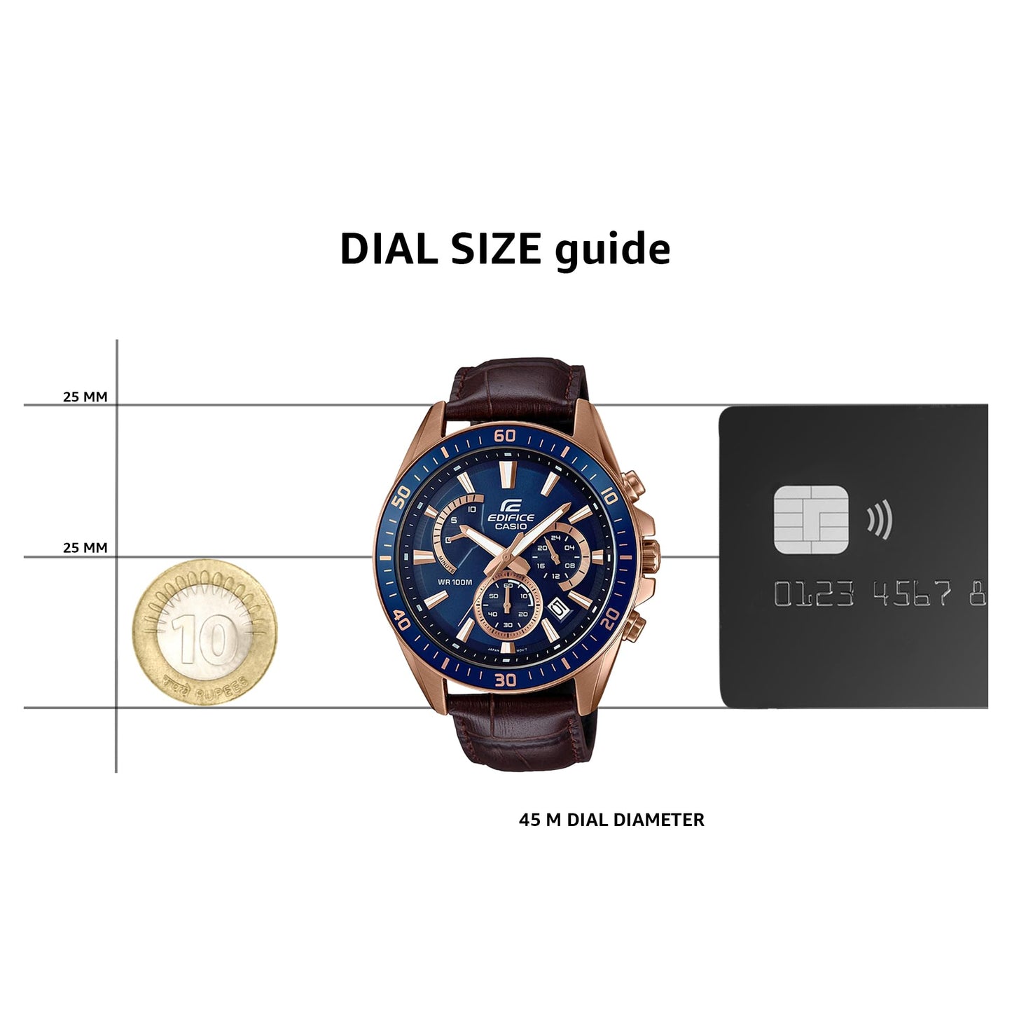 Casio EDifice EFR-552GL-2AVUDF Blue Analog Dial Brown Leather Band Men's Watch Chronograph 100M Water Resistant EX358