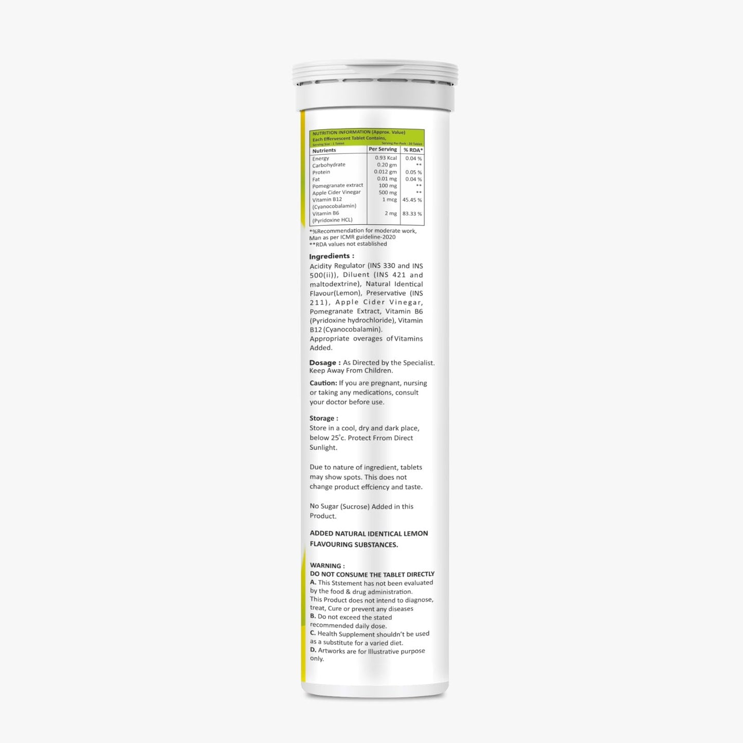 Haleness Care ACV Fizz Effervescent Tablets – Lemon Flavour – Apple Cider Vinegar with Vitamin B12 & B6 – 15 Sugar-Free Tablets – Supports Digestion, Energy & Gut Health (Pack of 1 (15 Tabs), Lemon)