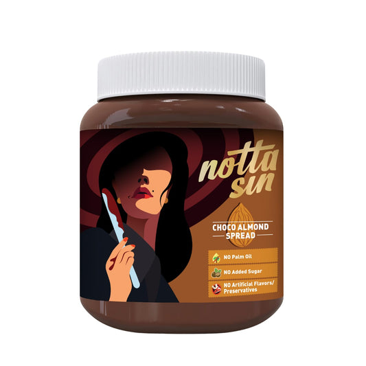 Notta Sin Choco Almond Spread | No Palm Oil | No Added Sugar: Contains Monk Fruit & Stevia | No Artificial Flavors/Preservatives | Rich in Fiber & Protein | Chocolate Spread for Bread | 250G