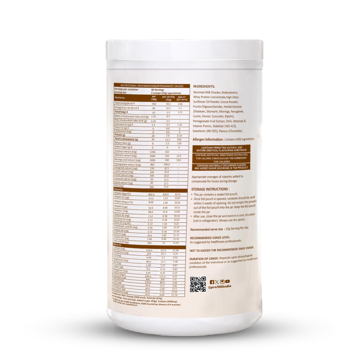Pro360 Lacton for Breastfeeding and Lactating Mothers Milk Nutrition Powder - Lactation Supplement Booster with Herbal Extracts, Helps to Increase Breast Milk - Chocolate Flavor 750g