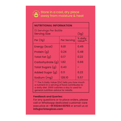 CRISTA 45 gms Southern Cajun Seasoning for Fries, Popcorn & Appetizers | Mixed Spices Blend | Vegan | Zero added Colours, Fillers, Additives & Preservatives