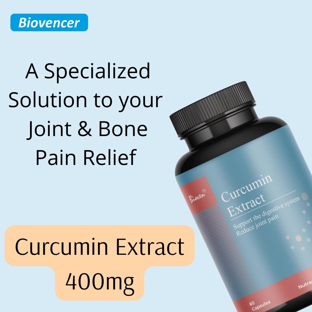 Biovencer Curcumin Extract | Reliefs Joint & Bone Pain | Supports the Digestive System and Boost Immunity | Pack Of 60 Capsules