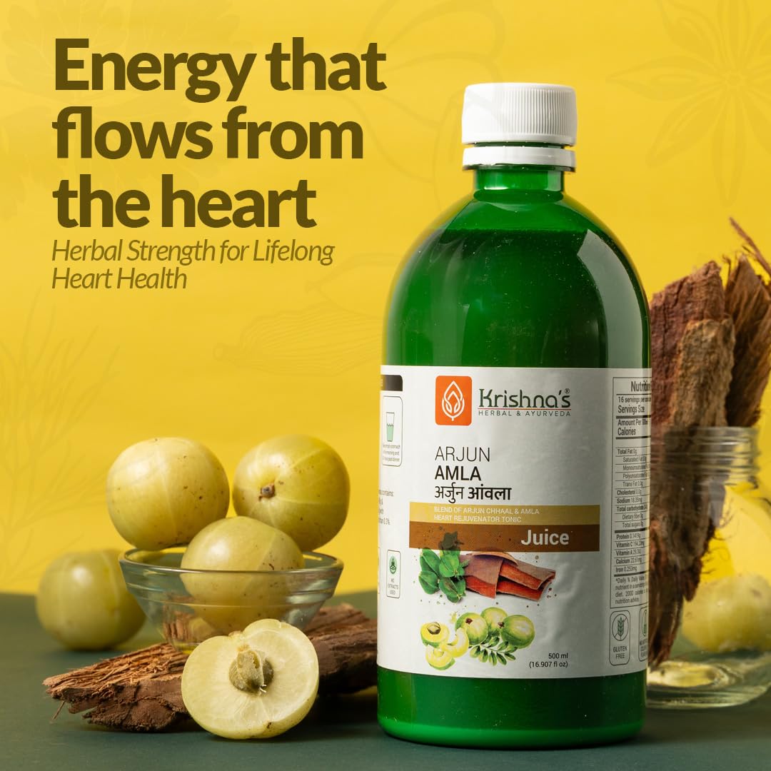 KRISHNA'S HERBAL & AYURVEDA Arjun Amla Juice - 500 Ml (Pack Of 2) | Helps In Acidity | Manages Cardiac Health | Regulates Blood Pressure