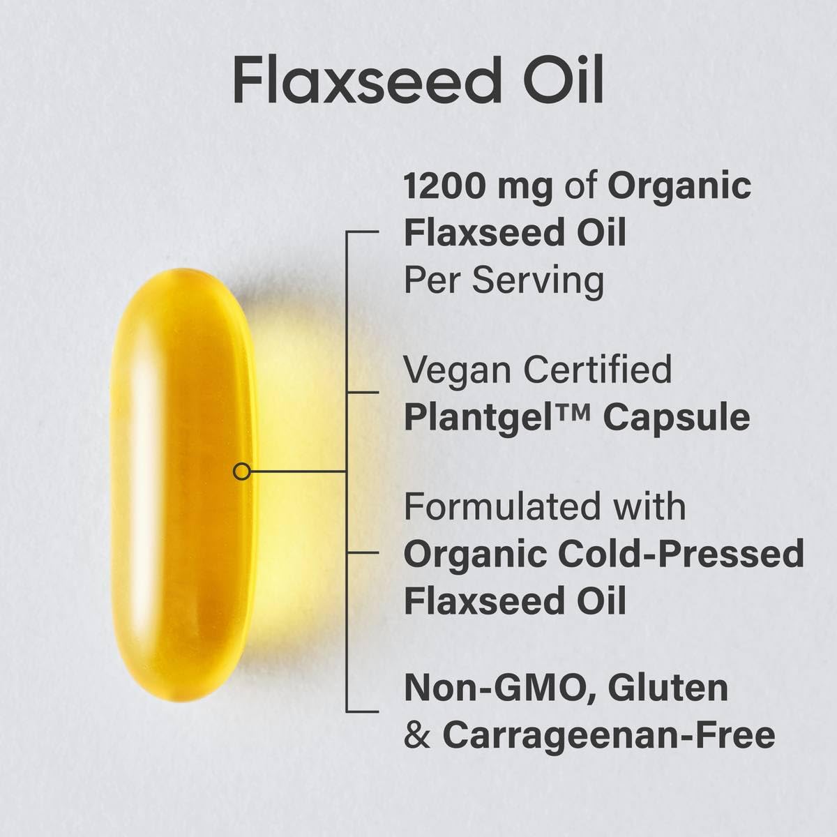 Sports Research Flaxseed Oil with Plant Based Omega's 3, 6 and 9 Vegan Certified and Non-GMO Project Verified (180 Veggie Softgels)