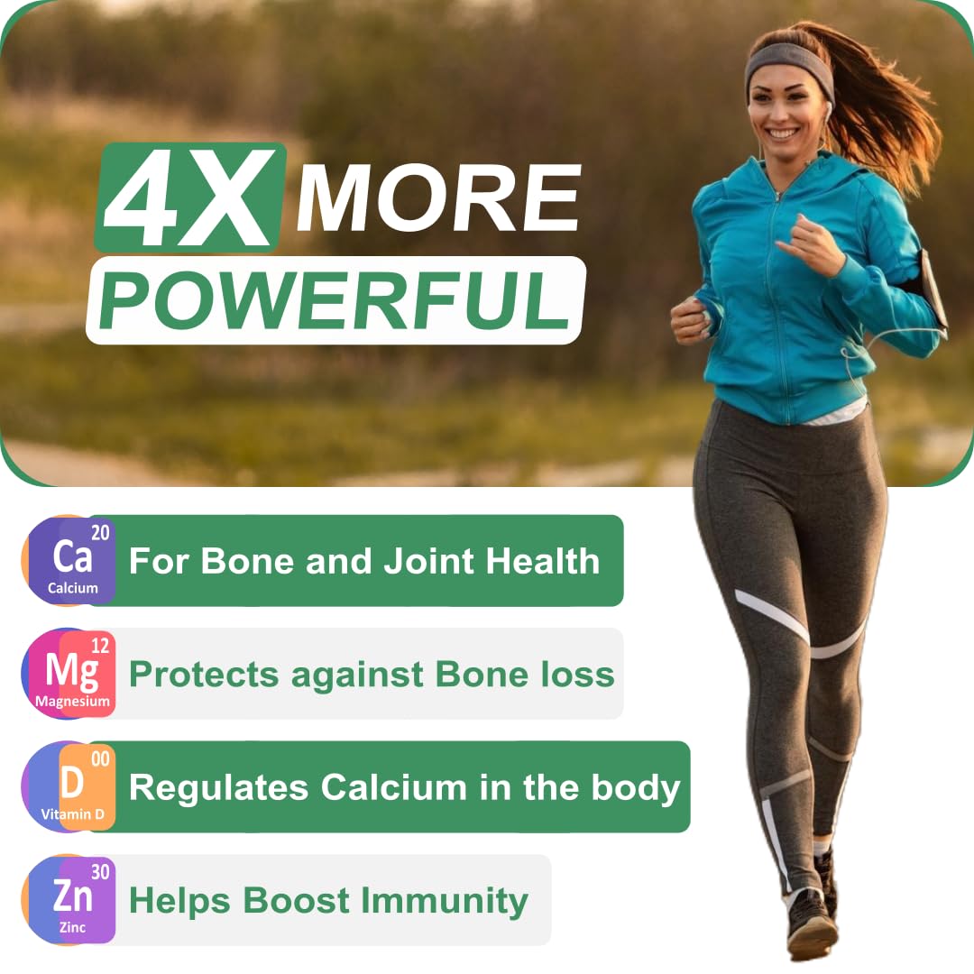 End2End Nutrition Calcium Tablets for Men and Women with Magnesium Zinc Vitamin D for complete bone health & Joint Support - 60x2 Tablets