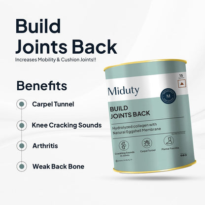 Miduty By Palak Notes Build Joints Back For Rheumatoid Arthritis Supplement - Collagen Peptides Natural Egg Membrane, Boswellia and Glucosamine - Joint Pain Relief Supplement - 15 Sachets