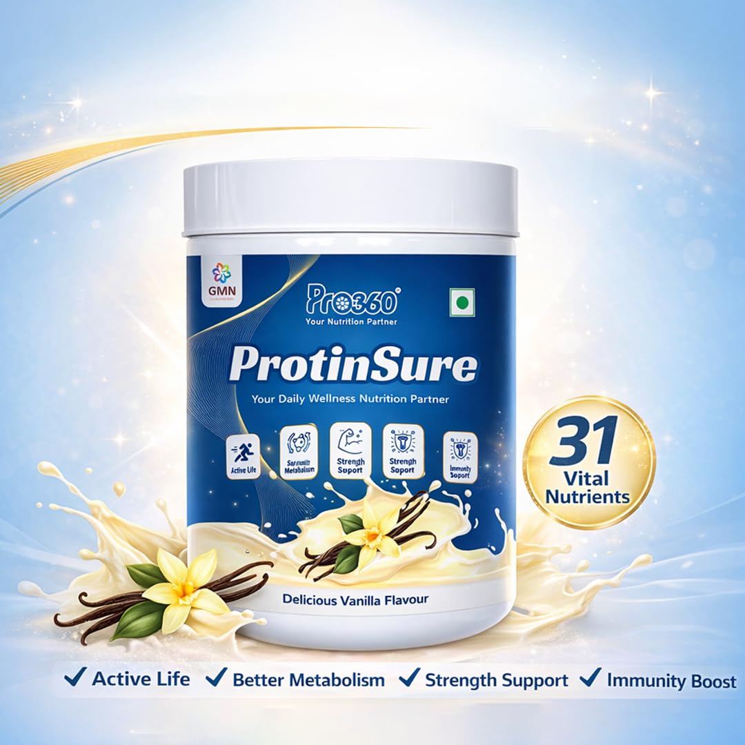 Pro360 ProtinSure Protein Powder Nutritional Supplement for Daily Wellness for Men and Women - Vanilla flavour 400g