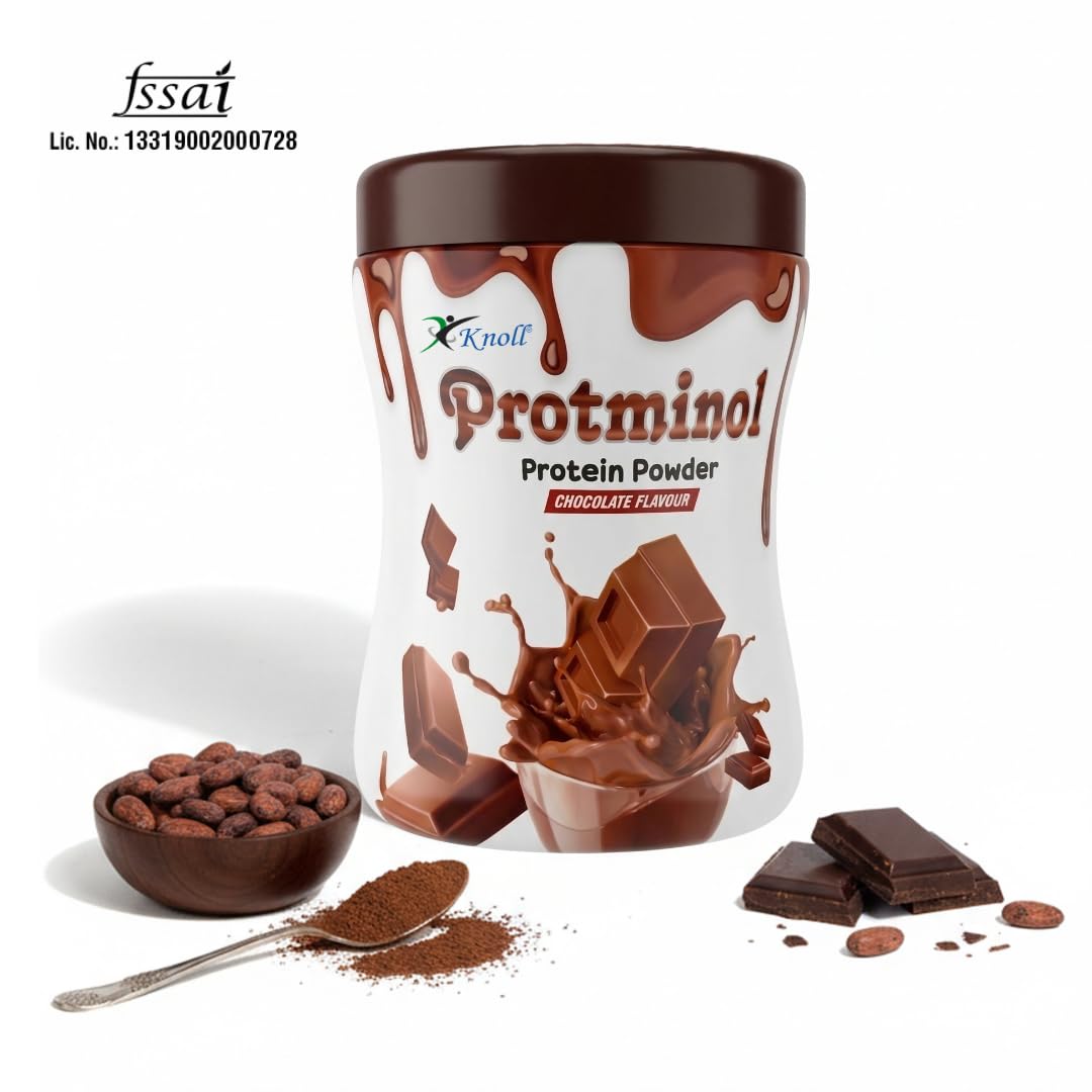 Knoll Healthcare Protminol Protein Powder Chocolate Flavour Daily Nutrition Supplement for Energy | Growth & Immunity Supports Active Lifestyle | Muscle Strength & Wellness for Teens & Adults | 200g