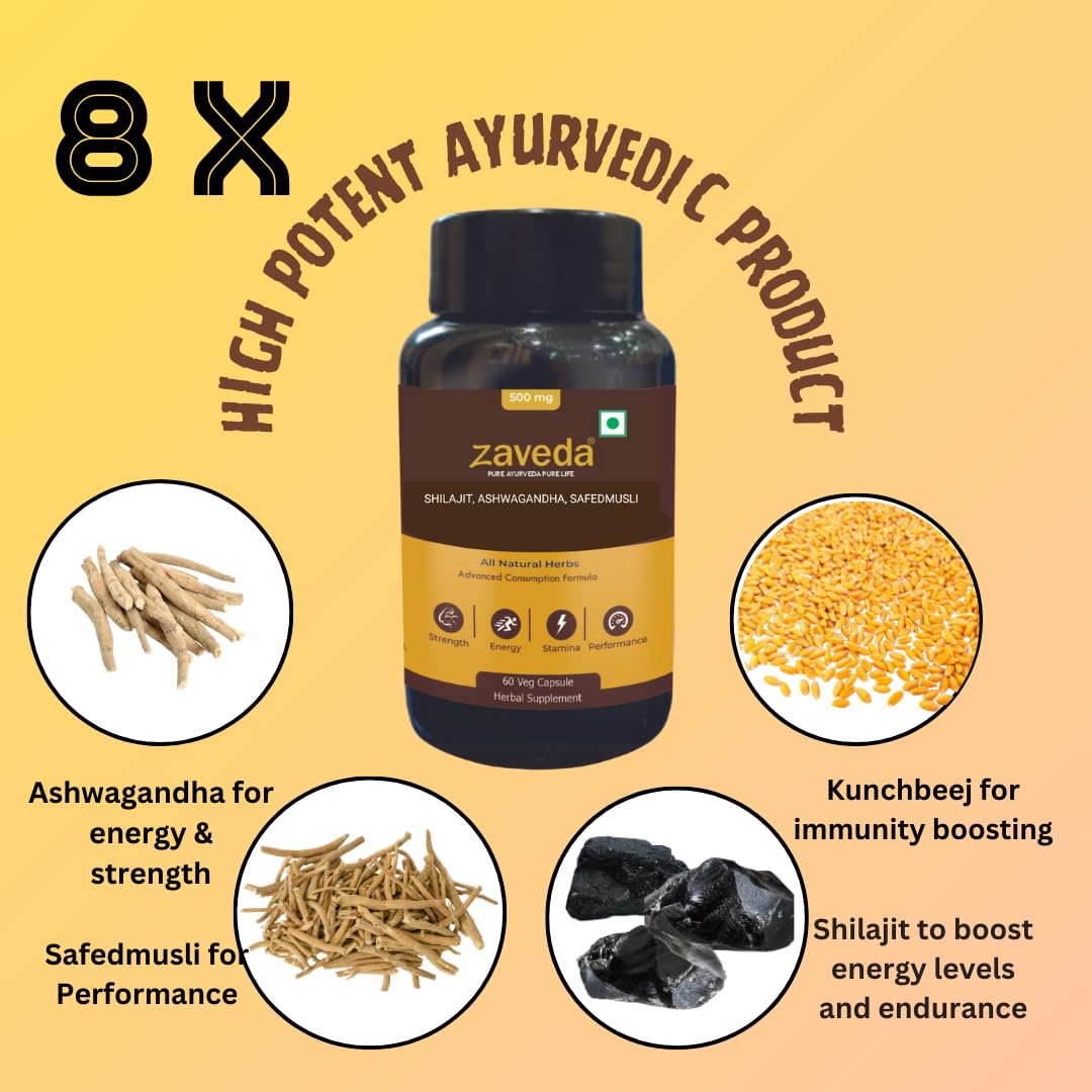 ZAVEDA Shilajit Ashwagandha Kounch beej Safed Musli Capsules For Men |- image 5