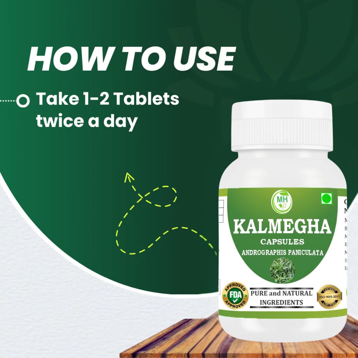 MORSAN HEALTHCARE | Kalmegha Capsules 500mg – 60 Count | 1 Pack | Vegetarian | Plant-Based | Herbal Supplement | No Artificial Additives | Gluten-Free | Organic |