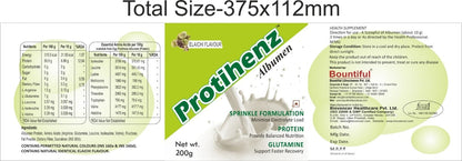 Protihenz Albumen Elaichi Flavour Protein Supplement, 200g, Sprinkle Formulation with Glutamine