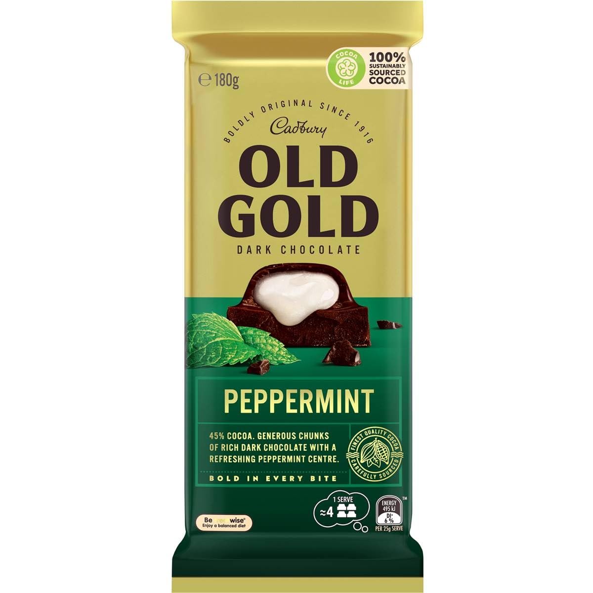 Cadbury Old Gold Peppermint Dark Chocolate, 6.35 oz / 180 g