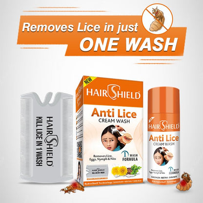 Hairshield Anti Lice Cream Wash 30 Ml X Pack Of 6 = 180 Ml Free Head Lice Comb With Every Pack