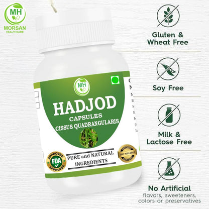 MORSAN HEALTHCARE | Hadjod Capsules 500mg – 60 Count | 1 Pack | Vegetarian | Plant-Based | Herbal Supplement | No Artificial Additives | Gluten-Free | Organic |