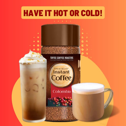 Toffee Coffee Roasters | Colombia Speciality Instant Coffee With Free Mason Jar | As Seen On Shark Tank | 100 gm | 100% Arabica | Ready in Seconds | Microground Technology | Makes 50 Cups