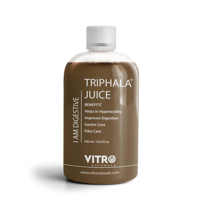 Vitro Triphala+ Juice 500ml | Enhanced Triphala for Constipation Relief & Digestion | Gut health cleanser juice | Acidity, IBS, and Gastric Issues | Natural Triphala Blend