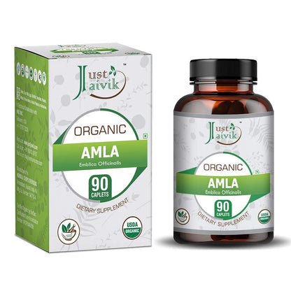 Just Jaivik Organic Amla Tablets - Boosts Digestion and Immunity Wellness (750mg - 90 Tablets)