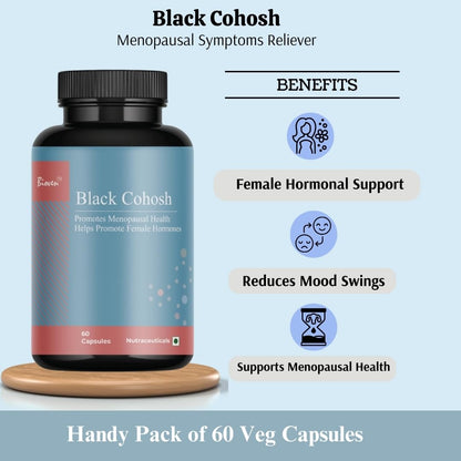 Biovencer Black Cohosh – 500mg | Helps to Reduce Mood Swings | Promotes Menopausal | Promotes Balanced Hormone Levels | Pack of 60 Capsules