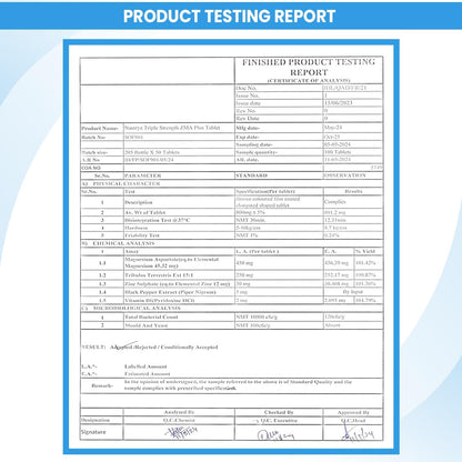 Naturyz Triple Strength ZMA Plus, 5-in-1 Muscle Strength & Nightime Recovery Support Supplement with 450 mg Magnesium Aspartate, Tribulus, Zinc, B6, Black Pepper for Men & Women - 50 Tablets