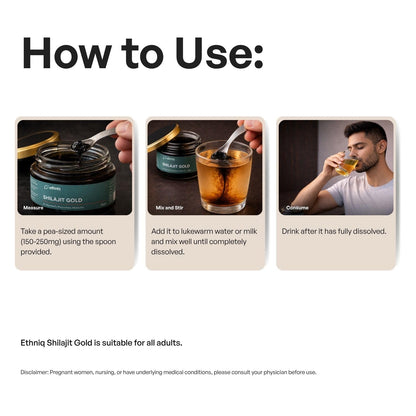 Ethniq Himalayan Shilajit Gold Resin 25g with Swarna Bhasma | 250mg/Serving | 100 Servings | Supports Energy, Strength, Stamina & Vitality | Lab Tested | AYUSH Approved | 75%+ Fulvic Acid & 80+ Minerals