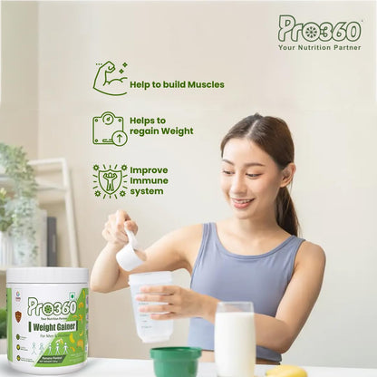 Pro360 Weight Gainer High Protein Powder - Calorie Rich Complete Nutritional Supplement - Triple Protein Source with 25 Vital Nutrients for Unisex - 250 grams (Banana)