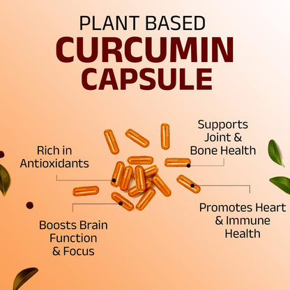 TONIXCENT Curcumin 95% Curcuminoids Capsules with Piperine, Turmeric Extract with Ginger, Ashwagandha & Tulsi, Joint & Mobility Support, Antioxidant & Daily Wellness Supplement, Veg Capsules for Men & Women– 60 Count