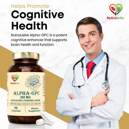 NutraLiebe Alpha-GPC 300 mg, 90 Vegetarian Capsules